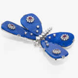 Schmetterlingsbrosche mit Flügeln aus Lapislazuli, besetzt mit Brillanten und Rubinen. Nürnberg, Juwelier SCHOTT - Foto 2