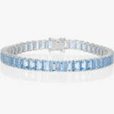 An exquisite Rivière bracelet decorated with fine azure blue aquamarines. Germany - фото 1