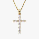 A cross pendant necklace decorated with princess-cut diamonds. Belgium - photo 1