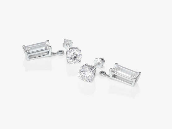 Convertible stud earrings decorated with LAB GROWN brilliant- and emerald-cut diamonds. Belgium, ANTWERP ATELIERS - photo 2