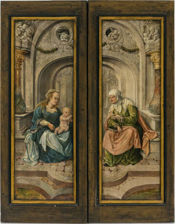 Flämisch (?) um 1520. Triptychon mit der Kreuzigung Christi - Foto 2