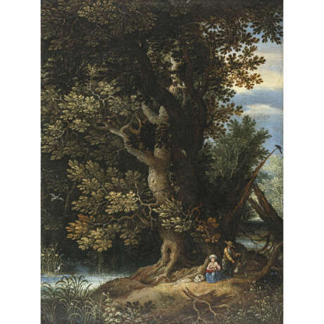 Jan Brueghel d. Ä., Art des. Baumlandschaft mit Ruhe auf der Flucht nach Ägypten - Foto 1