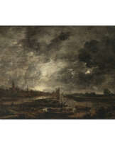 Aert van der Neer, zugeschrieben. Flusslandschaft im Mondschein