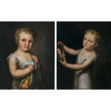 W. Drillert circa 1816. Child with Mirror - Child with pears - photo 1