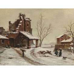 César (Jules C. Denis) van Loo. Winter village landscape