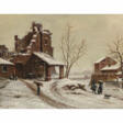 César (Jules C. Denis) van Loo. Winter village landscape - Marchandises aux enchères