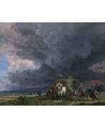 Генрих Бюркель. Heinrich Bürkel. Hay harvest with approaching thunderstorm