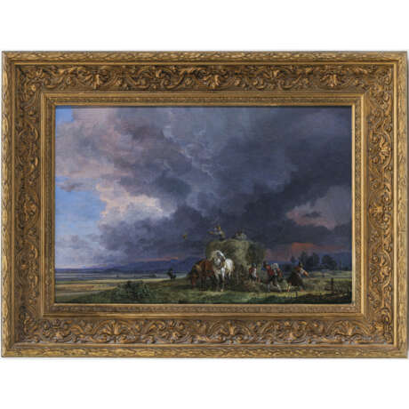 Heinrich Bürkel. Hay harvest with approaching thunderstorm - photo 2
