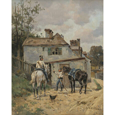 Wilhelm Velten. Soldiers in front of a house - фото 1