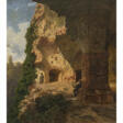 Eduard Tenner. Painter in landscape of ruins - Archives des enchères
