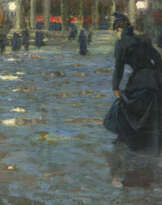 Julius Exter. Juliet Melms née Brown in front of the National Theatre in Munich
