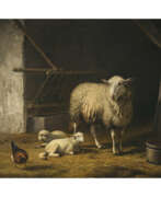 Eugène Joseph Verboeckhoven. Eugène Verboeckhoven. Sheep and a chicken in a stable