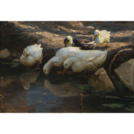 Alexander Koester. Five ducks on the bank - фото 1