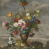 Österreich (?) 1st half of the 19th century. Still life with flowers and fruit in front of a landscape view - photo 1