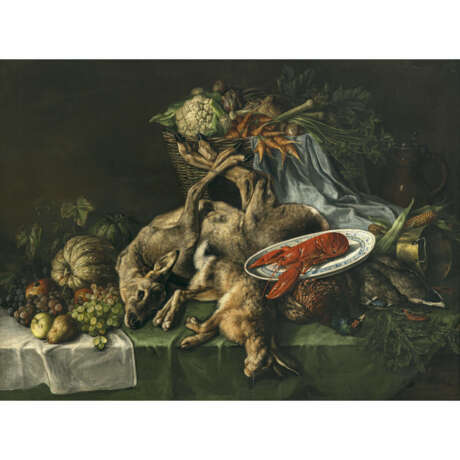 Friedrich van den Daele. Kitchen still life with lobster, hunted game and fruit - фото 1