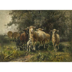Otto Gebler. Flock of sheep at the edge of the forest
