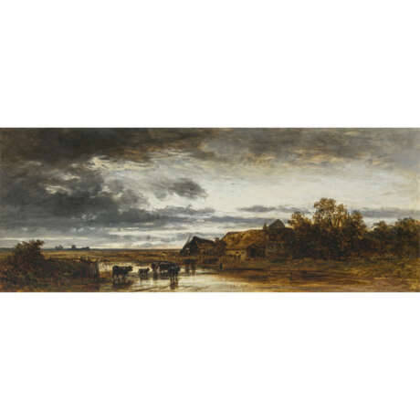 Eduard Schleich d. Ä.. Evening moorland landscape with cattle and farmstead - photo 1