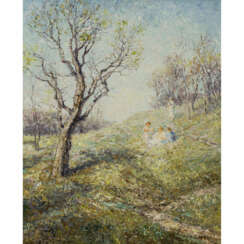 Otto Pippel. Children in spring landscape