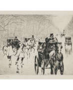 Лессер Ури. Lesser Ury. Tiergartenallee with horse cabs. Circa 1920