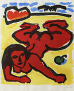 A. R. Penck. A.R. Penck. Lying woman in red