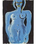 Эльвира Бах. Elvira Bach. Female nude in blue. 1993