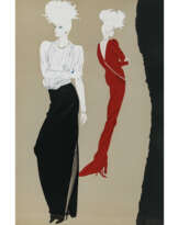 Michael Meyring. Two fashion drawings / Parisian couture. 1990s