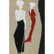 Michael Meyring. Two fashion drawings / Parisian couture. 1990s - Auction Items