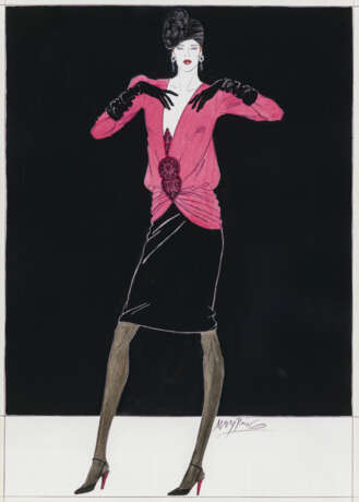 Michael Meyring. Two fashion drawings / Parisian couture. 1990s - фото 3
