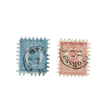 Finnland 1866 - 2 gestempelte Werte 20 P und 40 P - фото 1