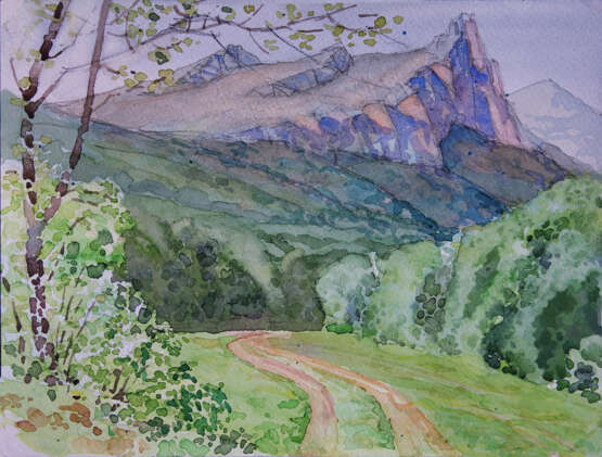 В долине. Paper Watercolor Realism Mountain landscape Russia 2020 - photo 1