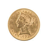 USA/GOLD - 5 Dollars 1903, Liberty Head, ss., Kratzer, zum Teil etwas Patina, - photo 1