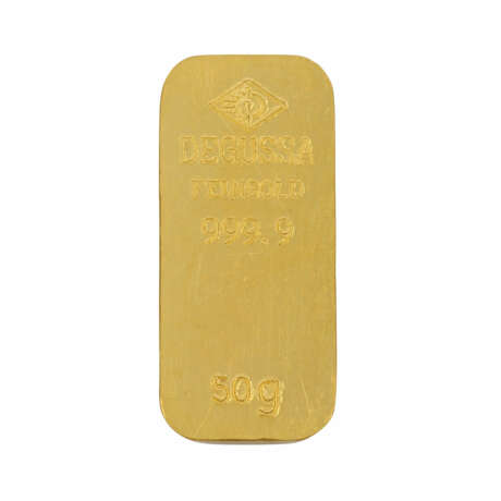 GOLDbarren - 50g GOLD fein, GOLDbarren in hist. Form, Hersteller Degussa, - Foto 2