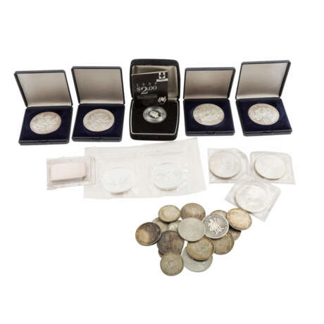 Silberunzen 7 Stück mit weiteren Münzen, - Foto 1