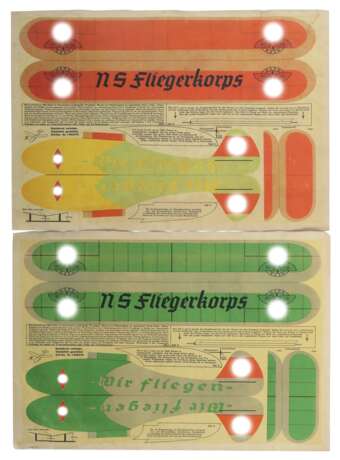 2 Bastelbögen des NS-Fliegerkorps, D.R.G.M Nr. 1459375, 1x m… - фото 1