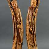 Großes Figurenpaar China, wohl 18. Jh., Elfenbein/lackiert, … - Foto 1