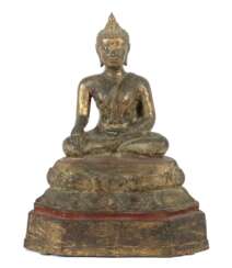 Buddha Shakyamuni Thailand, 17./18. Jh., Bronze/Vergoldungsr…