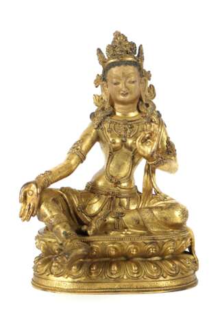 Weiblicher Buddha ''grüne Tara'' Anfang 20. Jh., wohl Nepal,… - Foto 1