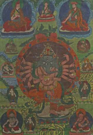 Thangka ''Ganesha'' Indien, 20. Jh., Mischtechnik auf Stoff,… - photo 1