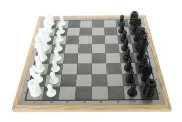 Unikat-Schachspiel 20. Jh., 32 Metall-Figuren schwarz bzw. w…