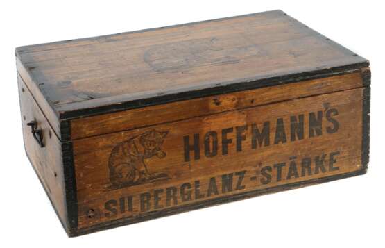 Werbe-Holzkiste um 1900, bez. Hoffmann´s Silberglanz-Stärke,… - photo 1
