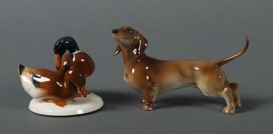 2 Tierfiguren Hutschenreuther, nach 1969, Porzellan, glasier… - фото 1