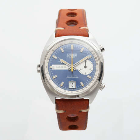 HEUER "Carrera Chrono Blue Dial" Herrenuhr, ca. 1970/80er Jahre. - photo 5