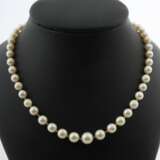 Perlenkette mit Bicolorschließe 1. Hälfte 20. Jh., Gelbgold/… - photo 1