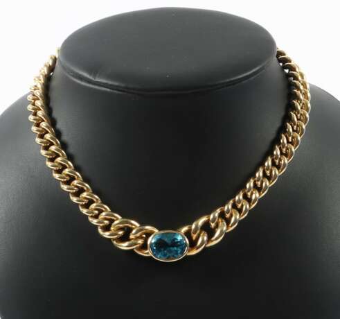 Collier mit Blautopas Silber 925/goldplattiert, Rundpanzerke… - photo 1