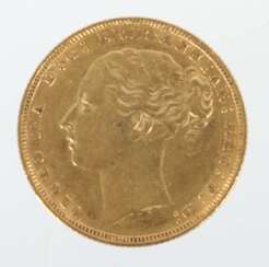 tSovereign-Goldmünze Australien, 1878, Gold 916, ca. 7,96 g,…