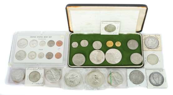 Konvolut Münzen meist Silber, Guyana-Kursmünzensatz mit 8 Mü… - Foto 1