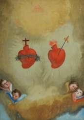 Hinterglasbild ''Die Schmerzhaften Herzen von Jesus und Mari…