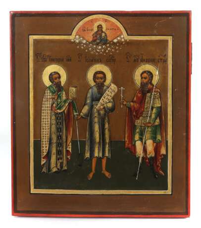 Heiligenikone Russland, 19. Jh., Darstellung dreier Heiliger… - Foto 1