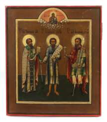 Heiligenikone Russland, 19. Jh., Darstellung dreier Heiliger…