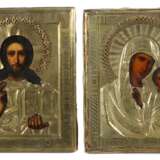 Paar Ikonen mit Messingoklad Russland, 19./20. Jh., ''Christ… - photo 1